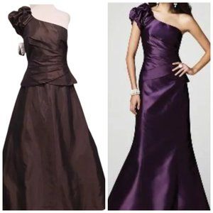 Alfred Angelo Style 7216"Coffee Bean" Taffeta 2 Piece 1 Shoulder Gown NEW- Sz.10